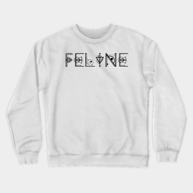 Feline Starseed In Ancient Sacred Geometry Text Crewneck Sweatshirt by BamBam